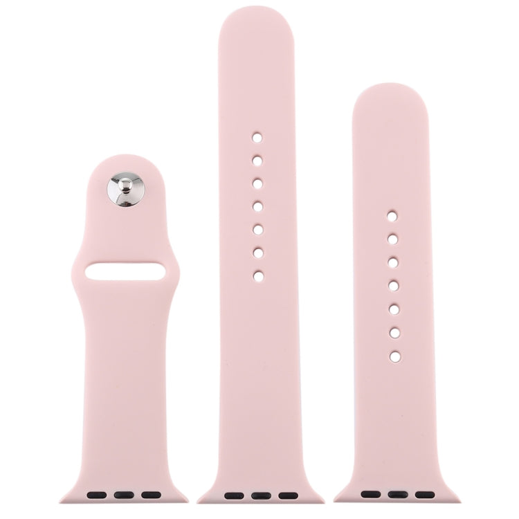 For Apple Watch Ultra 49mm & Watch Ultra 2 49mm / Series 9&8&7 45mm / SE 3&SE 2&6&SE&5&4 44mm / 3&2&1 42mm 3 in 1 Rubber Watch Band with Pin Buckle (Sand Pink) by bashfashion