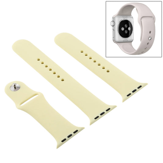 For Apple Watch Ultra 49mm & Watch Ultra 2 49mm / Series 9&8&7 45mm / SE 3&SE 2&6&SE&5&4 44mm / 3&2&1 42mm 3 in 1 Rubber Watch Band with Pin Buckle(Cream Yellow) by bashfashion