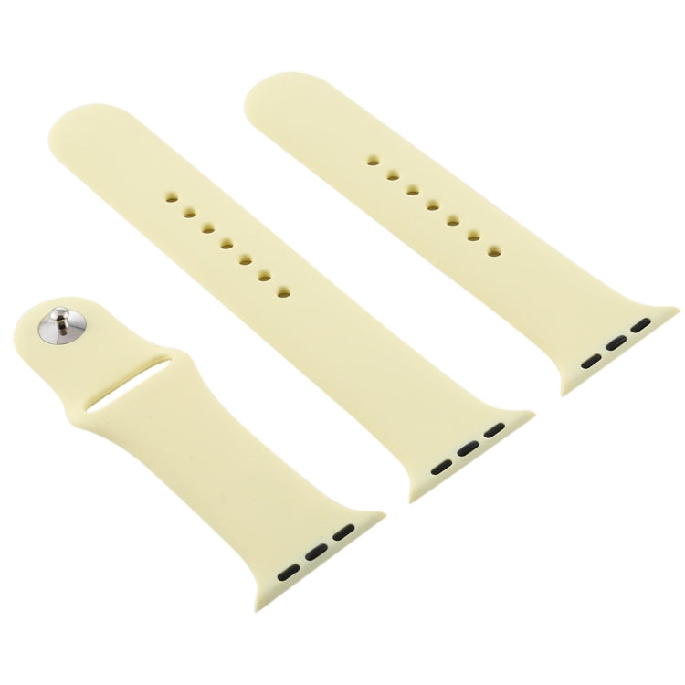 For Apple Watch Ultra 49mm & Watch Ultra 2 49mm / Series 9&8&7 45mm / SE 3&SE 2&6&SE&5&4 44mm / 3&2&1 42mm 3 in 1 Rubber Watch Band with Pin Buckle(Cream Yellow) by bashfashion
