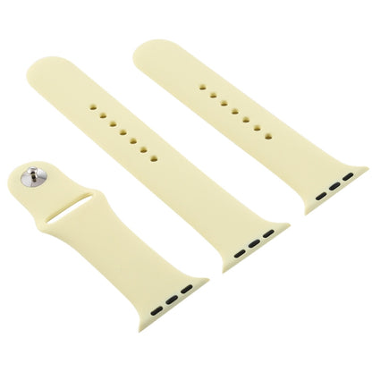 For Apple Watch Ultra 49mm & Watch Ultra 2 49mm / Series 9&8&7 45mm / SE 3&SE 2&6&SE&5&4 44mm / 3&2&1 42mm 3 in 1 Rubber Watch Band with Pin Buckle(Cream Yellow) by bashfashion