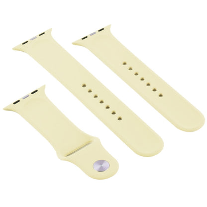 For Apple Watch Ultra 49mm & Watch Ultra 2 49mm / Series 9&8&7 45mm / SE 3&SE 2&6&SE&5&4 44mm / 3&2&1 42mm 3 in 1 Rubber Watch Band with Pin Buckle(Cream Yellow) by bashfashion