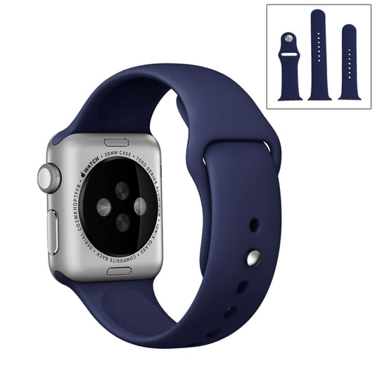 For Apple Watch Ultra 49mm & Watch Ultra 2 49mm / Series 9&8&7 45mm / SE 3&SE 2&6&SE&5&4 44mm / 3&2&1 42mm 3 in 1 Rubber Watch Band with Pin Buckle(Dark Blue) by bashfashion