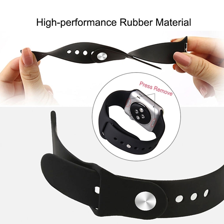 For Apple Watch Ultra 49mm & Watch Ultra 2 49mm / Series 9&8&7 45mm / SE 3&SE 2&6&SE&5&4 44mm / 3&2&1 42mm 3 in 1 Rubber Watch Band with Pin Buckle(Dark Blue) by bashfashion