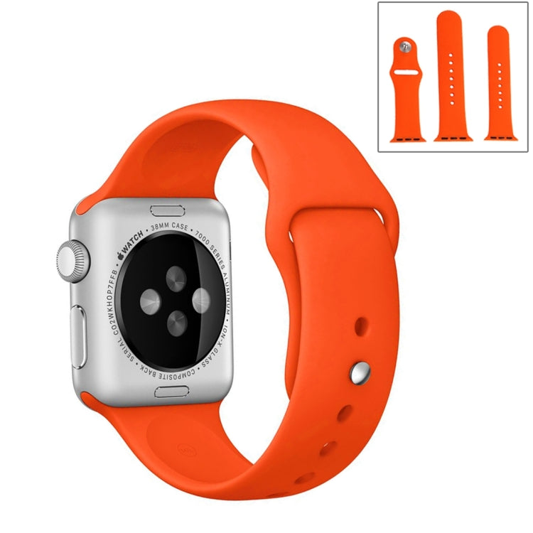 For Apple Watch Ultra 49mm & Watch Ultra 2 49mm / Series 9&8&7 45mm / SE 3&SE 2&6&SE&5&4 44mm / 3&2&1 42mm 3 in 1 Rubber Watch Band with Pin Buckle(Orange) by bashfashion