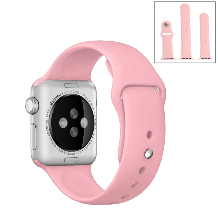 For Apple Watch Ultra 49mm & Watch Ultra 2 49mm / Series 9&8&7 45mm / SE 3&SE 2&6&SE&5&4 44mm / 3&2&1 42mm 3 in 1 Rubber Watch Band with Pin Buckle(Pink) by bashfashion
