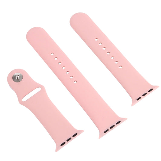 For Apple Watch Ultra 49mm & Watch Ultra 2 49mm / Series 9&8&7 45mm / SE 3&SE 2&6&SE&5&4 44mm / 3&2&1 42mm 3 in 1 Rubber Watch Band with Pin Buckle(Pink) by bashfashion