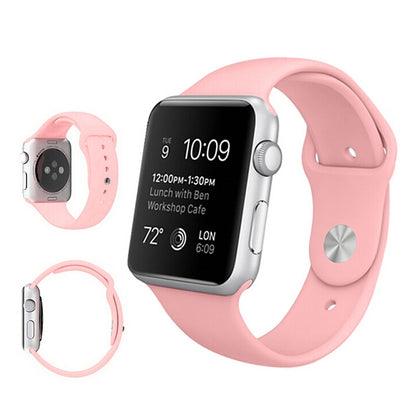 For Apple Watch Ultra 49mm & Watch Ultra 2 49mm / Series 9&8&7 45mm / SE 3&SE 2&6&SE&5&4 44mm / 3&2&1 42mm 3 in 1 Rubber Watch Band with Pin Buckle(Pink) by bashfashion