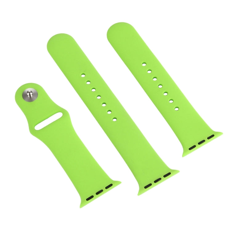 For Apple Watch Ultra 49mm & Watch Ultra 2 49mm / Series 9&8&7 45mm / SE 3&SE 2&6&SE&5&4 44mm / 3&2&1 42mm 3 in 1 Rubber Watch Band with Pin Buckle(Green) by bashfashion