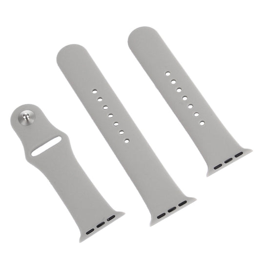 For Apple Watch Ultra 49mm & Watch Ultra 2 49mm / Series 9&8&7 45mm / SE 3&SE 2&6&SE&5&4 44mm / 3&2&1 42mm 3 in 1 Rubber Watch Band with Pin Buckle(Grey) by bashfashion