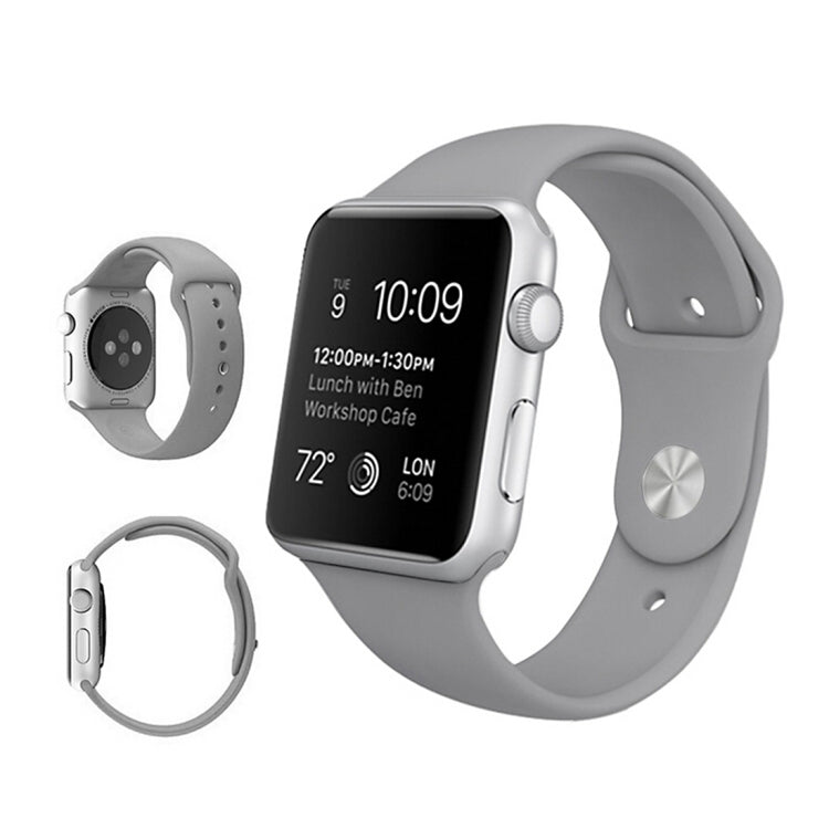 For Apple Watch Ultra 49mm & Watch Ultra 2 49mm / Series 9&8&7 45mm / SE 3&SE 2&6&SE&5&4 44mm / 3&2&1 42mm 3 in 1 Rubber Watch Band with Pin Buckle(Grey) by bashfashion