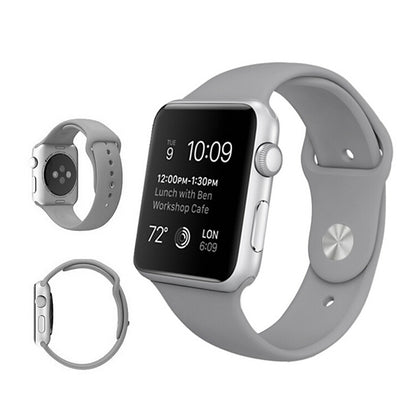 For Apple Watch Ultra 49mm & Watch Ultra 2 49mm / Series 9&8&7 45mm / SE 3&SE 2&6&SE&5&4 44mm / 3&2&1 42mm 3 in 1 Rubber Watch Band with Pin Buckle(Grey) by bashfashion