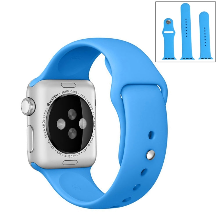 For Apple Watch Ultra 49mm & Watch Ultra 2 49mm / Series 9&8&7 45mm / SE 3&SE 2&6&SE&5&4 44mm / 3&2&1 42mm 3 in 1 Rubber Watch Band with Pin Buckle(Blue) by bashfashion