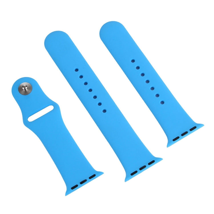 For Apple Watch Ultra 49mm & Watch Ultra 2 49mm / Series 9&8&7 45mm / SE 3&SE 2&6&SE&5&4 44mm / 3&2&1 42mm 3 in 1 Rubber Watch Band with Pin Buckle(Blue) by bashfashion