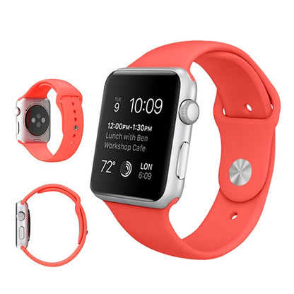 For Apple Watch Ultra 49mm & Watch Ultra 2 49mm / Series 9&8&7 45mm / SE 3&SE 2&6&SE&5&4 44mm / 3&2&1 42mm 3 in 1 Rubber Watch Band with Pin Buckle(Magenta) by bashfashion