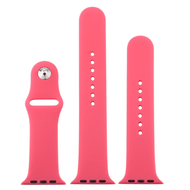 For Apple Watch Ultra 49mm & Watch Ultra 2 49mm / Series 9&8&7 45mm / SE 3&SE 2&6&SE&5&4 44mm / 3&2&1 42mm 3 in 1 Rubber Watch Band with Pin Buckle(Hibiscus Pink) by bashfashion