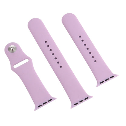 For Apple Watch Ultra 49mm & Watch Ultra 2 49mm / Series 9&8&7 45mm / SE 3&SE 2&6&SE&5&4 44mm / 3&2&1 42mm 3 in 1 Rubber Watch Band with Pin Buckle(Purple) by bashfashion