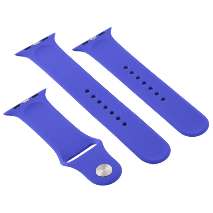 For Apple Watch Ultra 49mm & Watch Ultra 2 49mm / Series 9&8&7 45mm / SE 3&SE 2&6&SE&5&4 44mm / 3&2&1 42mm 3 in 1 Rubber Watch Band with Pin Buckle(Deep Royal Blue) by bashfashion