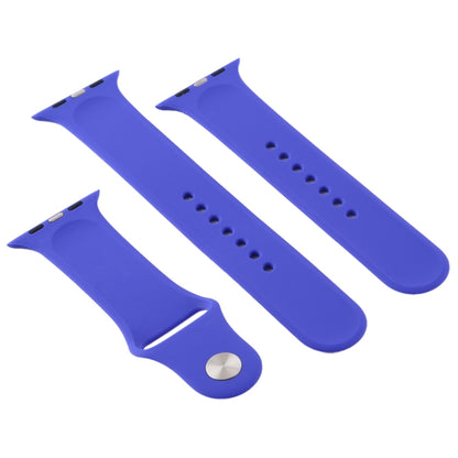 For Apple Watch Ultra 49mm & Watch Ultra 2 49mm / Series 9&8&7 45mm / SE 3&SE 2&6&SE&5&4 44mm / 3&2&1 42mm 3 in 1 Rubber Watch Band with Pin Buckle(Deep Royal Blue) by bashfashion