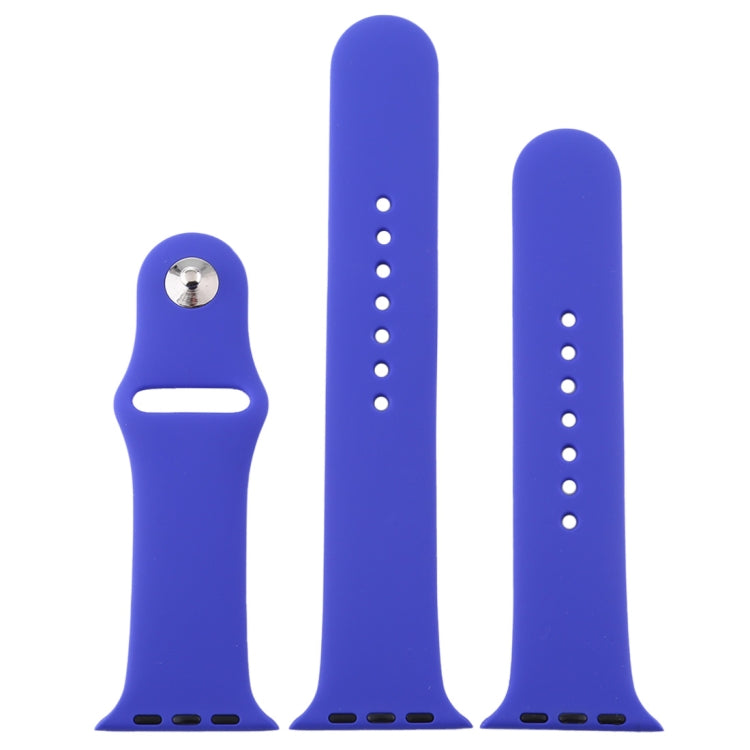 For Apple Watch Ultra 49mm & Watch Ultra 2 49mm / Series 9&8&7 45mm / SE 3&SE 2&6&SE&5&4 44mm / 3&2&1 42mm 3 in 1 Rubber Watch Band with Pin Buckle(Deep Royal Blue) by bashfashion