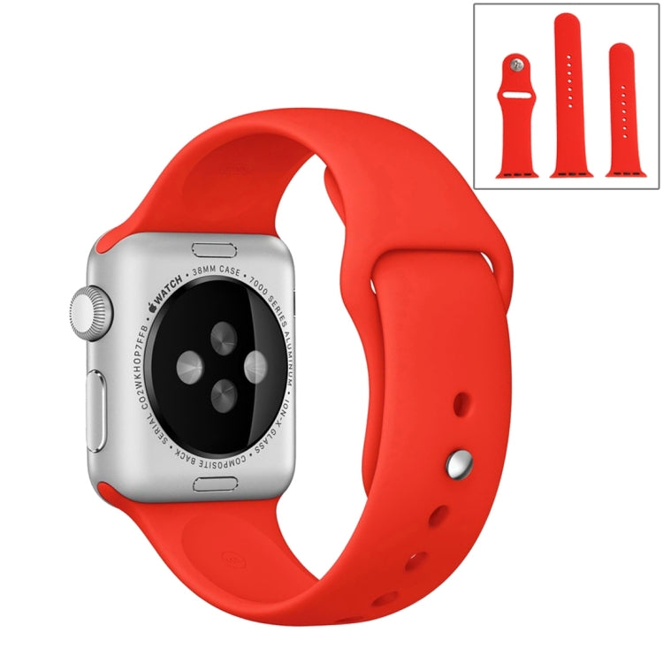 For Apple Watch Ultra 49mm & Watch Ultra 2 49mm / Series 9&8&7 45mm / SE 3&SE 2&6&SE&5&4 44mm / 3&2&1 42mm 3 in 1 Rubber Watch Band with Pin Buckle(Red) by bashfashion