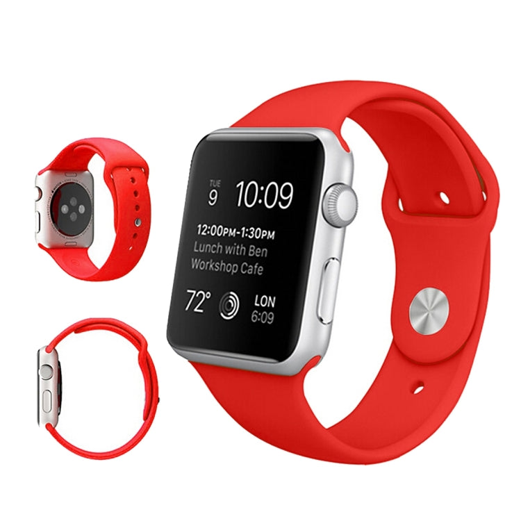 For Apple Watch Ultra 49mm & Watch Ultra 2 49mm / Series 9&8&7 45mm / SE 3&SE 2&6&SE&5&4 44mm / 3&2&1 42mm 3 in 1 Rubber Watch Band with Pin Buckle(Red) by bashfashion
