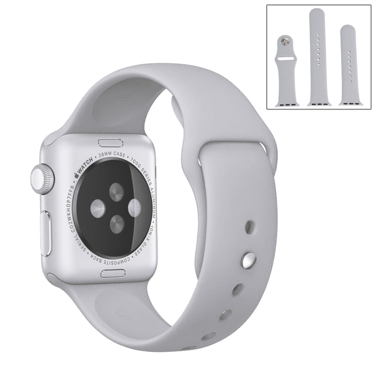 For Apple Watch Ultra 49mm & Watch Ultra 2 49mm / Series 9&8&7 45mm / SE 3&SE 2&6&SE&5&4 44mm / 3&2&1 42mm 3 in 1 Rubber Watch Band with Pin Buckle(Silver) by bashfashion