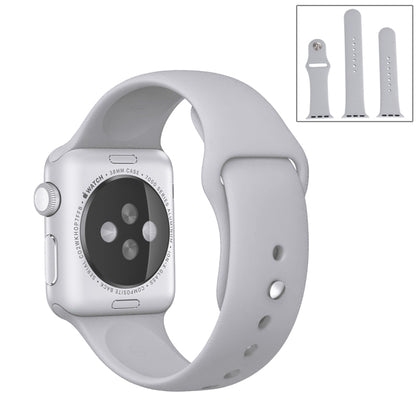 For Apple Watch Ultra 49mm & Watch Ultra 2 49mm / Series 9&8&7 45mm / SE 3&SE 2&6&SE&5&4 44mm / 3&2&1 42mm 3 in 1 Rubber Watch Band with Pin Buckle(Silver) by bashfashion