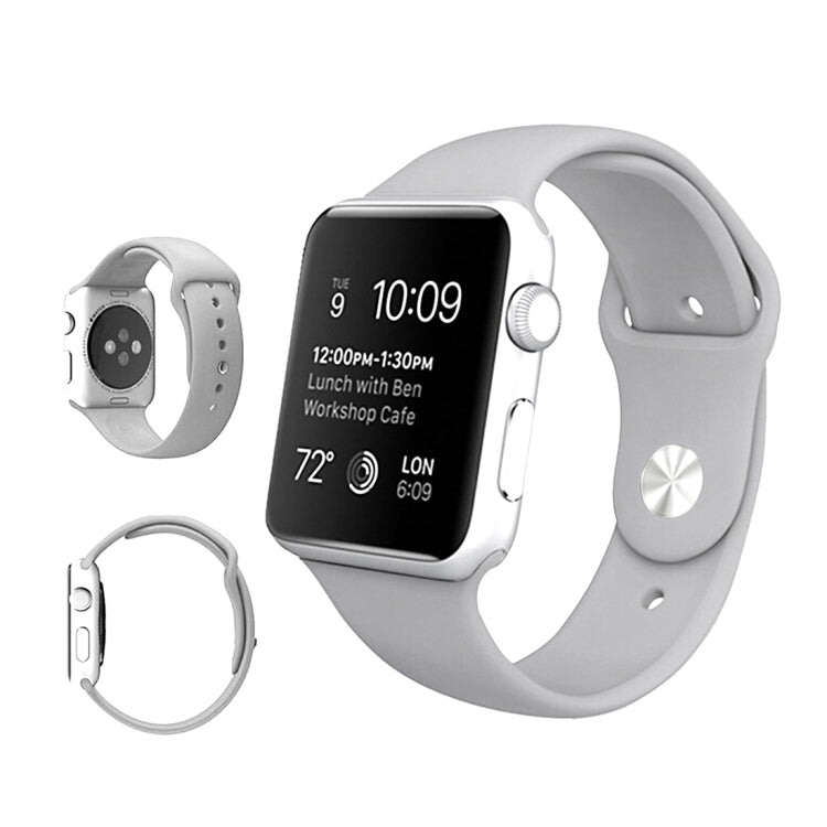 For Apple Watch Ultra 49mm & Watch Ultra 2 49mm / Series 9&8&7 45mm / SE 3&SE 2&6&SE&5&4 44mm / 3&2&1 42mm 3 in 1 Rubber Watch Band with Pin Buckle(Silver) by bashfashion