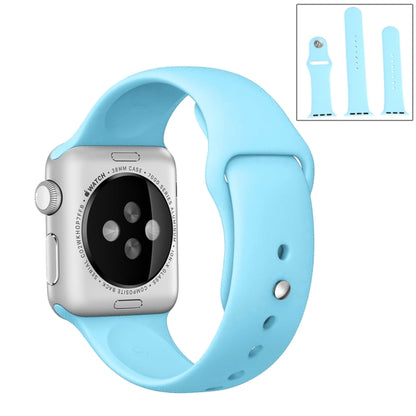 For Apple Watch Ultra 49mm & Watch Ultra 2 49mm / Series 9&8&7 45mm / SE 3&SE 2&6&SE&5&4 44mm / 3&2&1 42mm 3 in 1 Rubber Watch Band with Pin Buckle(Baby Blue) by bashfashion