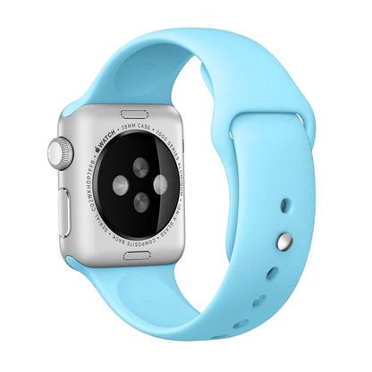 For Apple Watch Ultra 49mm & Watch Ultra 2 49mm / Series 9&8&7 45mm / SE 3&SE 2&6&SE&5&4 44mm / 3&2&1 42mm 3 in 1 Rubber Watch Band with Pin Buckle(Baby Blue) by bashfashion