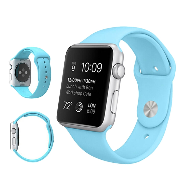 For Apple Watch Ultra 49mm & Watch Ultra 2 49mm / Series 9&8&7 45mm / SE 3&SE 2&6&SE&5&4 44mm / 3&2&1 42mm 3 in 1 Rubber Watch Band with Pin Buckle(Baby Blue) by bashfashion
