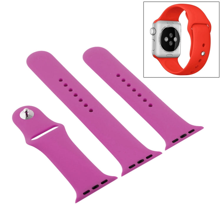 For Apple Watch Ultra 49mm & Watch Ultra 2 49mm / Series 9&8&7 45mm / SE 3&SE 2&6&SE&5&4 44mm / 3&2&1 42mm 3 in 1 Rubber Watch Band with Pin Buckle (Dragon Fruit) by bashfashion