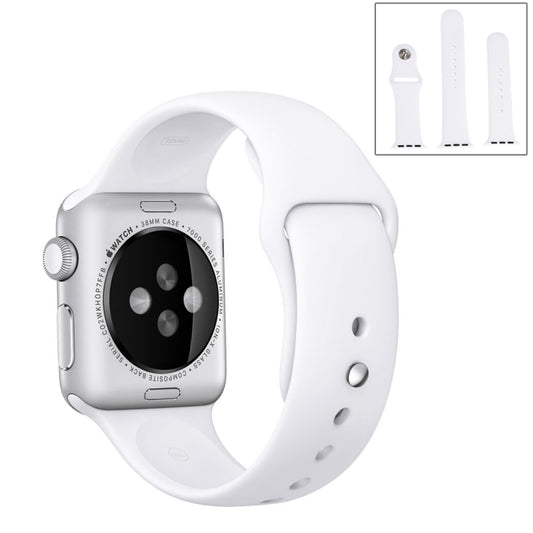 For Apple Watch Ultra 49mm & Watch Ultra 2 49mm / Series 9&8&7 45mm / SE 3&SE 2&6&SE&5&4 44mm / 3&2&1 42mm 3 in 1 Rubber Watch Band with Pin Buckle(White) by bashfashion