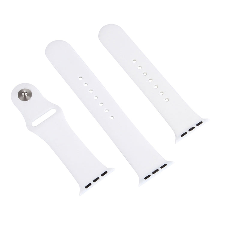 For Apple Watch Ultra 49mm & Watch Ultra 2 49mm / Series 9&8&7 45mm / SE 3&SE 2&6&SE&5&4 44mm / 3&2&1 42mm 3 in 1 Rubber Watch Band with Pin Buckle(White) by bashfashion