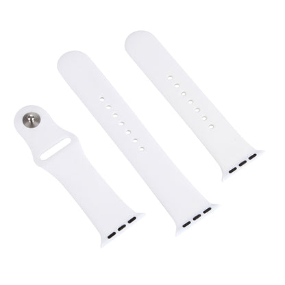 For Apple Watch Ultra 49mm & Watch Ultra 2 49mm / Series 9&8&7 45mm / SE 3&SE 2&6&SE&5&4 44mm / 3&2&1 42mm 3 in 1 Rubber Watch Band with Pin Buckle(White) by bashfashion