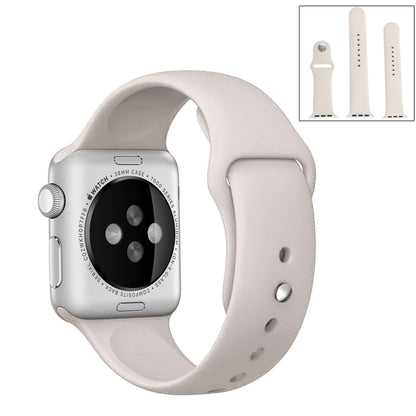 For Apple Watch Ultra 49mm & Watch Ultra 2 49mm / Series 9&8&7 45mm / SE 3&SE 2&6&SE&5&4 44mm / 3&2&1 42mm 3 in 1 Rubber Watch Band with Pin(Beige) Buckle by bashfashion