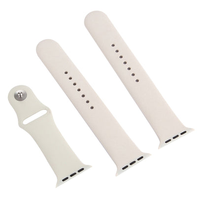 For Apple Watch Ultra 49mm & Watch Ultra 2 49mm / Series 9&8&7 45mm / SE 3&SE 2&6&SE&5&4 44mm / 3&2&1 42mm 3 in 1 Rubber Watch Band with Pin(Beige) Buckle by bashfashion