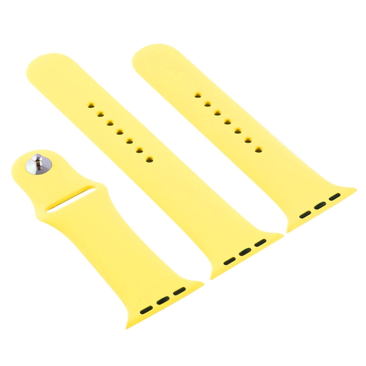 For Apple Watch Ultra 49mm & Watch Ultra 2 49mm / Series 9&8&7 45mm / SE 3&SE 2&6&SE&5&4 44mm / 3&2&1 42mm 3 in 1 Rubber Watch Band with Pin Buckle (Shiny Yellow) by bashfashion