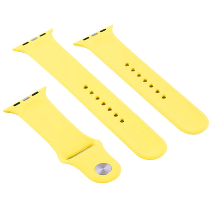 For Apple Watch Ultra 49mm & Watch Ultra 2 49mm / Series 9&8&7 45mm / SE 3&SE 2&6&SE&5&4 44mm / 3&2&1 42mm 3 in 1 Rubber Watch Band with Pin Buckle (Shiny Yellow) by bashfashion