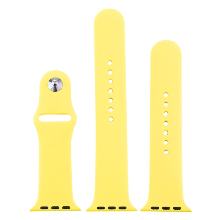 For Apple Watch Ultra 49mm & Watch Ultra 2 49mm / Series 9&8&7 45mm / SE 3&SE 2&6&SE&5&4 44mm / 3&2&1 42mm 3 in 1 Rubber Watch Band with Pin Buckle (Shiny Yellow) by bashfashion