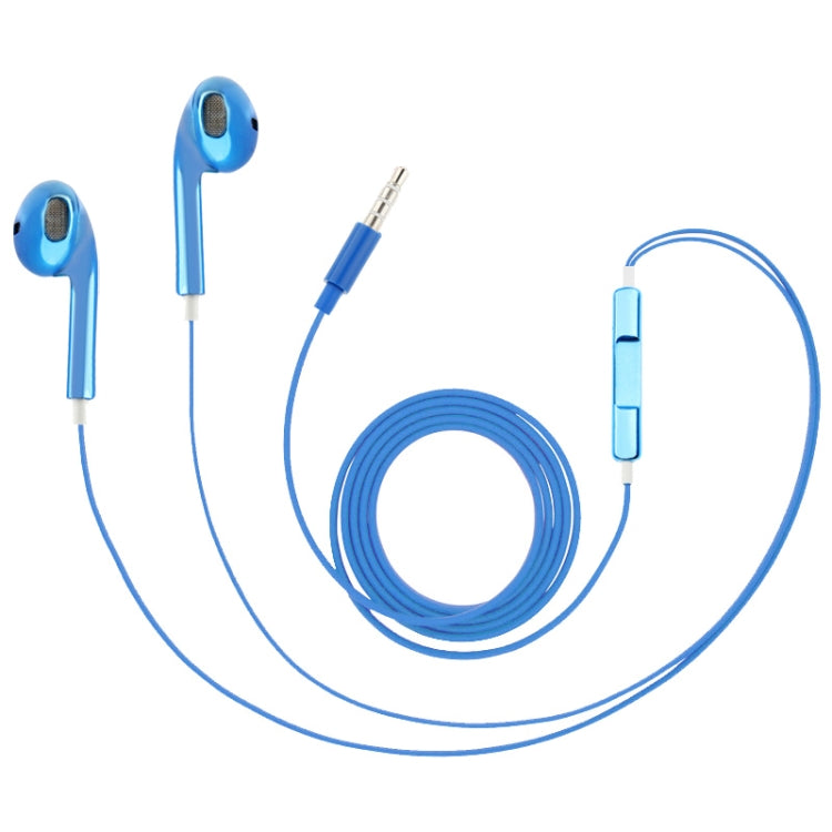 3.5mm Stereo Electroplating Wire Control Earphone for Android Phones / PC / MP3 Player / Laptops(Blue) by bashfashion