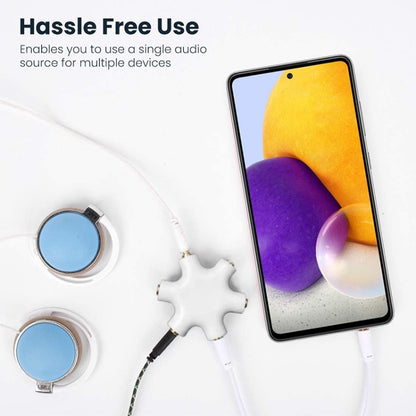 6 Ports Audio Splitter Headphone Connector, Compatible with Phones, Tablets, Headphones, MP3 Player, Car/Home Stereo & More,(White) by bashfashion