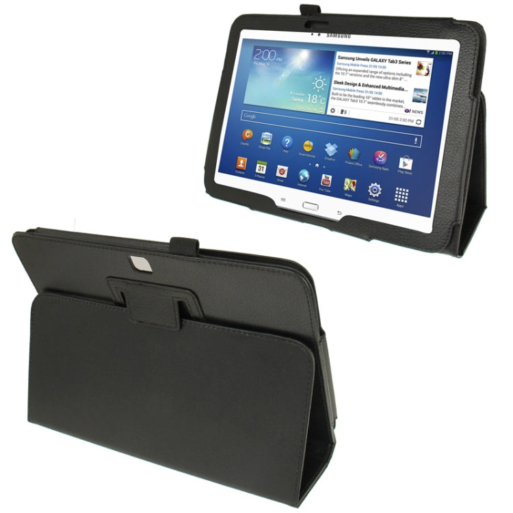 Litchi Texture Leather Case with Holder for Galaxy Tab 3 (10.1) / GT-P5200(Black) by bashfashion