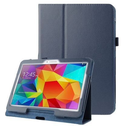 Litchi Texture Flip Leather Case with Holder for Galaxy Tab 4 10.1 / T530(Dark Blue) by bashfashion