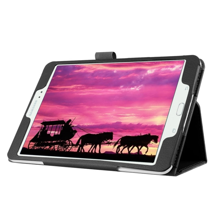 Litchi Texture Horizontal Flip Solid Color Smart Leather Case with Two-folding Holder & Sleep / Wake-up Function for Galaxy Tab S2 8.0 / T715(Black) by bashfashion