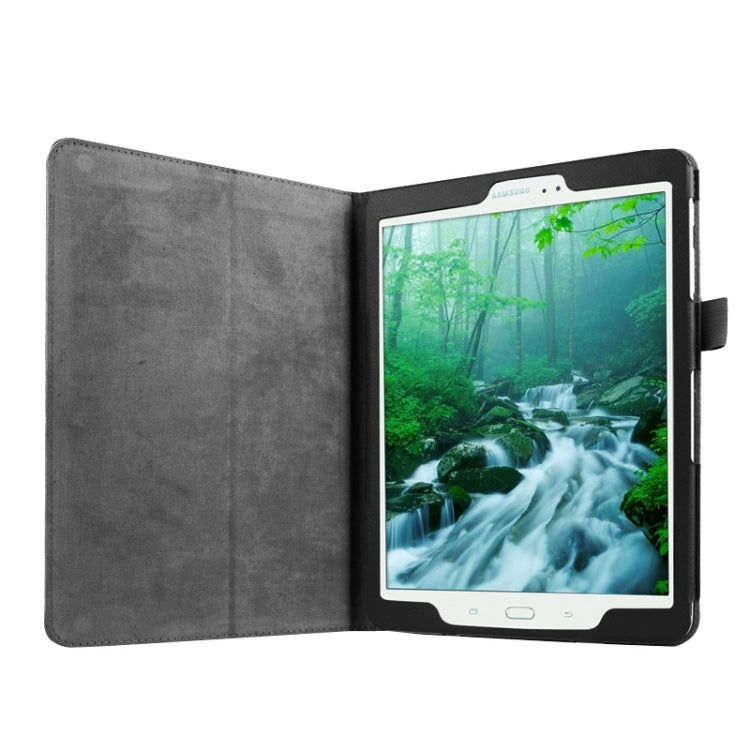Litchi Texture Horizontal Flip Solid Color Smart Leather Case with Two-folding Holder & Sleep / Wake-up Function for Galaxy Tab S2 9.7 / T815(Black) by bashfashion