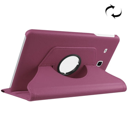 Litchi Texture Horizontal Flip Solid Color Leather Case with 360 Degrees Rotation Holder for Galaxy Tab E 9.6 / T560 / T561(Purple) by bashfashion