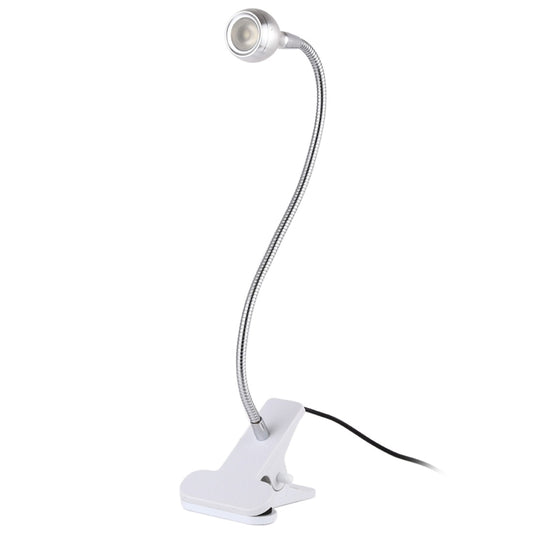 3W 360 Degree Rotation USB Metal Flexible Neck LED Light with Switch & Clip (White Light Silver) by bashfashion