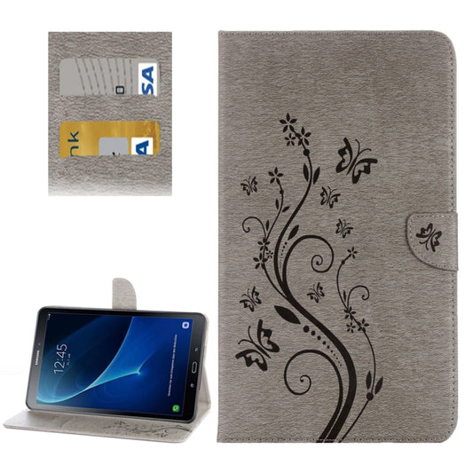 For Galaxy Tab A 10.1 (2016) / P580 Butterflies Love Flowers Embossing Horizontal Flip Leather Case with Holder & Card Slots & Wallet(Grey) by bashfashion