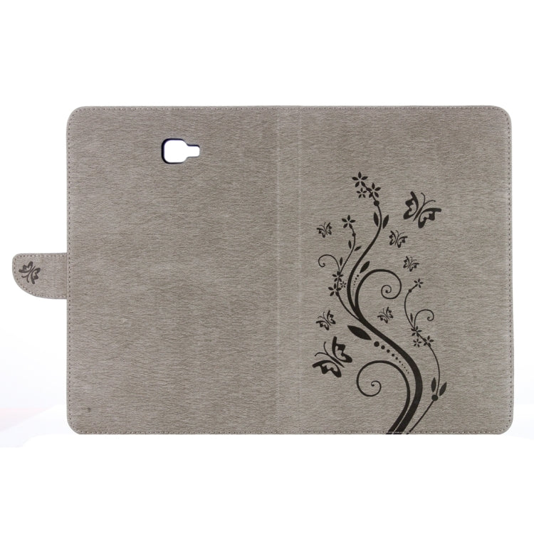 For Galaxy Tab A 10.1 (2016) / P580 Butterflies Love Flowers Embossing Horizontal Flip Leather Case with Holder & Card Slots & Wallet(Grey) by bashfashion